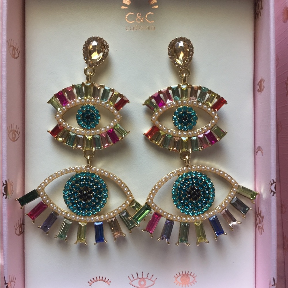 Evil Eye Earrings New by C&C California - Picture 3 of 14
